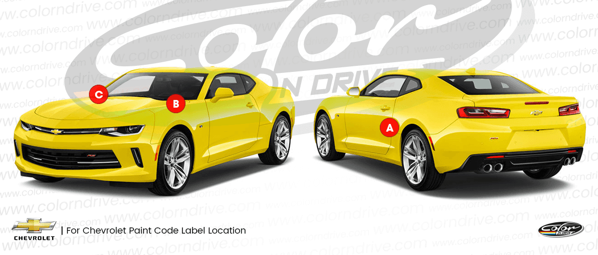 CHEVROLET paint code label location diagram
